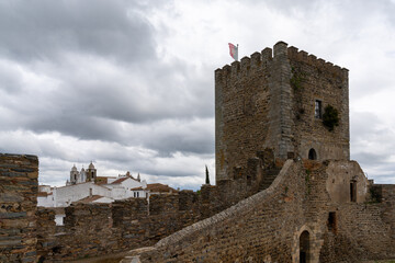 Naklejka premium the historic castle and whitewashed houses in the picturesque village of Monsaraz