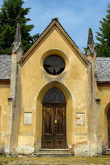 Fototapeta na wymiar Entrance to the cemetery chapel.