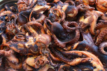 Close up of a dish of fresh octopuses