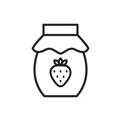Strawberry jam icon. Jar of jam isolated line icons. Sweet desserts