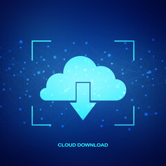 
2d illustration  downloading arrow with cloud

