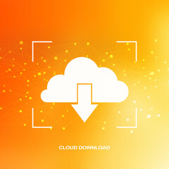 
2d illustration  downloading arrow with cloud

