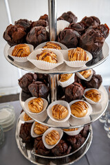 cakes and berries in the candy bar