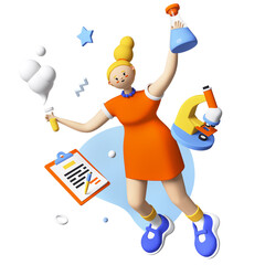 School chemistry experiment - modern realistic 3d illustration