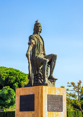 Estatua de Cristobal Colon en los jardines del Monasterio de La Rábida, Huelva