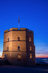 Gediminas' tower in Vilnius, capital of Lithuania, nicely lit at night