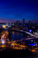 Beautiful view of Vilnius from the hill of Gediminas' tower at sunset