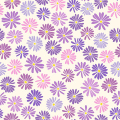 Ditsy flowers vector seamless pattern. Vintage floral surface design. Retro styled botanical background. Chamomile meadow. Field of wild flowers. Modern print for fabric, paper