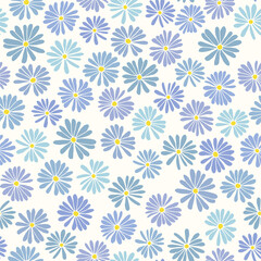 Ditsy flowers vector seamless pattern. Vintage floral surface design. Retro styled botanical background. Chamomile meadow. Field of wild flowers. Modern print for fabric, paper