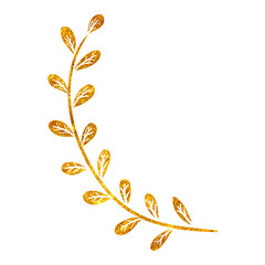 Hand drawn gold foil texture leaves illustration.