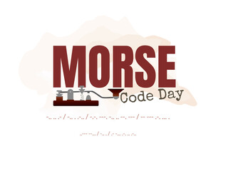 Morse code day banner design on white background, vector illustration
