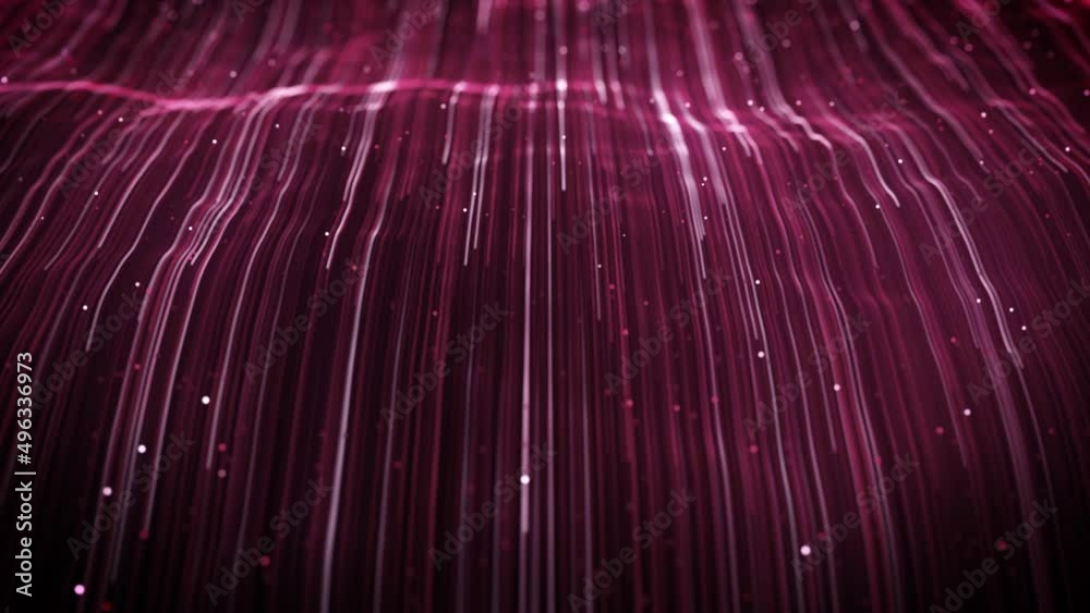Wall mural abstract light fiber strings flowing background loop/ 4k animation of an abstract wallpaper technolo