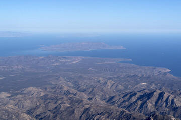 mexico baja california sur from airplane panorama