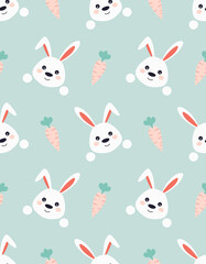 easter seamless pattern with rabbit and carrots