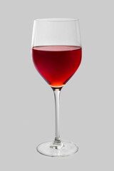 glass of red wine, gray background