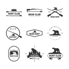 Set hunting bear logo design template
