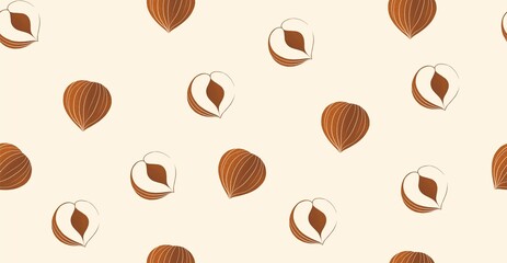 Hazelnut sketch  illustration seamless pattern
