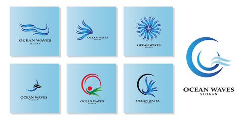 Fototapeta na wymiar simple ocean wave logo icon vector