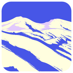 Beautiful landscape on background of mountains vector illustration.