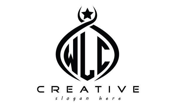 WLC three letters monogram curved oval initial logo design, geometric minimalist modern business shape creative logo, vector template