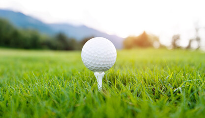 Close up of golf ball on tee