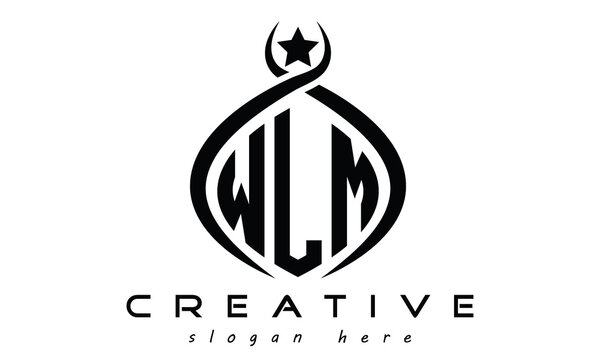 WLM three letters monogram curved oval initial logo design, geometric minimalist modern business shape creative logo, vector template