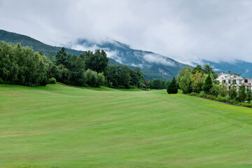 Fototapeta na wymiar Golf course near luxury house