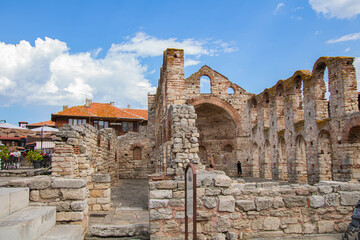 Fototapeta premium ruins of the ancient city, Ancient Church of Saint Sofia in the town of Nessebar,