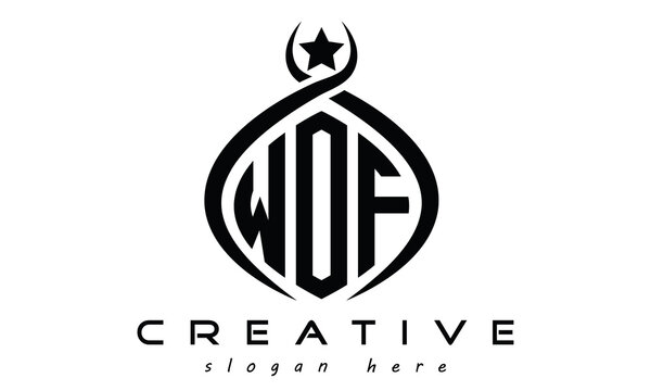 WOF three letters monogram curved oval initial logo design, geometric minimalist modern business shape creative logo design