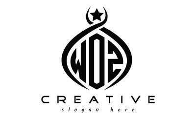 WOZ three letters monogram curved oval initial logo design, geometric minimalist modern business shape creative logo design © gdJubaer