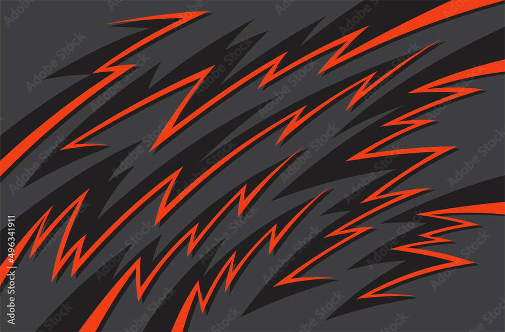 Poster abstract background with red spikes and zigzag line pattern