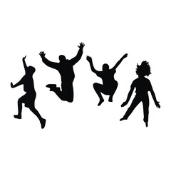 Fototapeta na wymiar jumping people silhouettes