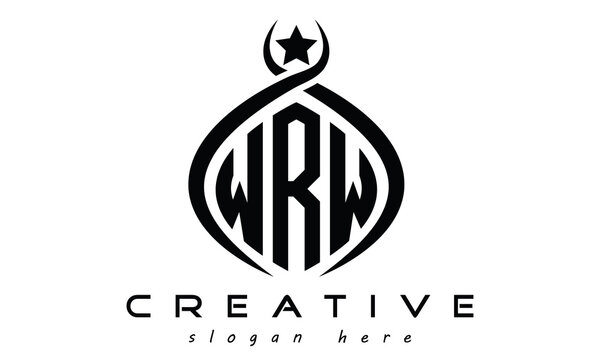 WRW three letters curved oval initial logo design, geometric minimalist modern business shape creative logo, vector template