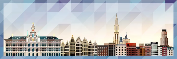 Photo sur Plexiglas Anvers Affiche colorée de vecteur d& 39 horizon d& 39 Anvers sur le fond de belle texture triangulaire