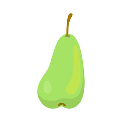 Green pear, fruit. Stylization. Flat vector illustration in cartoon style