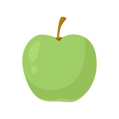 Green apple, fruit. Flat vector illustration in cartoon style