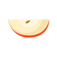 Red apple slice, fruit. Flat vector illustration in cartoon style