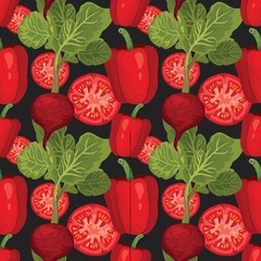 hand draw vegetable seamless pattern design