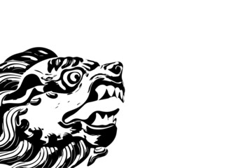 lion head illustration art, lion head, monster lion face, Aggressive predator.