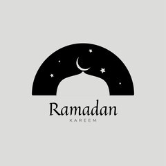 Ramadan logo template inspiration. Mosque and star logo inspiration in minimalist style. Vector illustration
