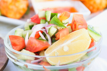 salad with shrimps and vegetables