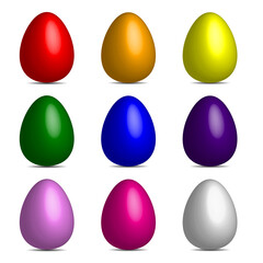 Set of Colorful Easter Eggs Symbol with Different Texture on White Background. Happy Easter Day Vector Illustration