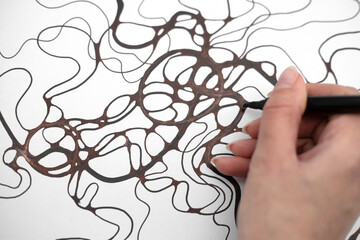 Neurographics drawing, hands drawing, rounding corners.