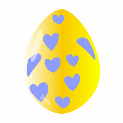 Easter egg icon set. Cute celebration vector collection. Spring holiday illustration. Yellow egg with heart.