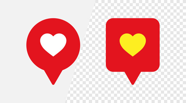 realistic 3d modern glossy speech bubble like love icons heart notification social media network reaction pin