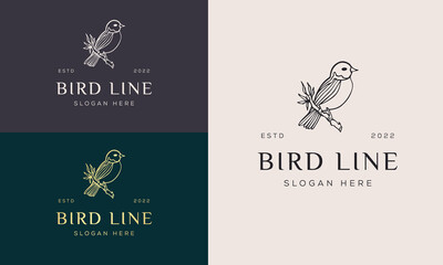 Bird logo icon linear style. Vector logo design templates