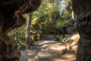 Pfaffenstein in der Sächsischen Schweiz - Blick durch die Hohle Gasse