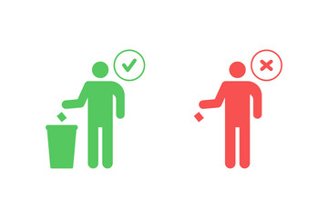 Obraz premium Trash can icon vector design, throw trash in its place and do not litter