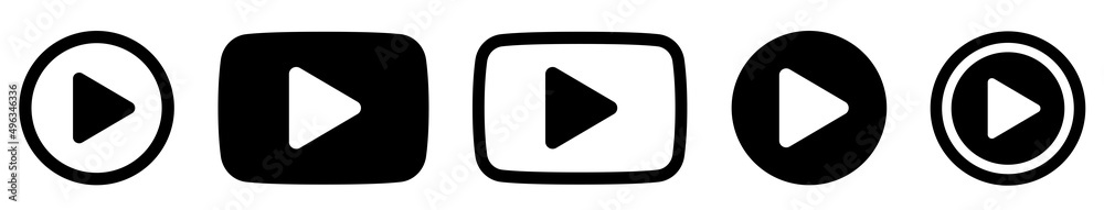 Poster play button icon set. start buttons sumbol. player button flat style. video audio player navigate co