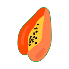 Papaya, tropical fruit. Flat vector illustration in cartoon style